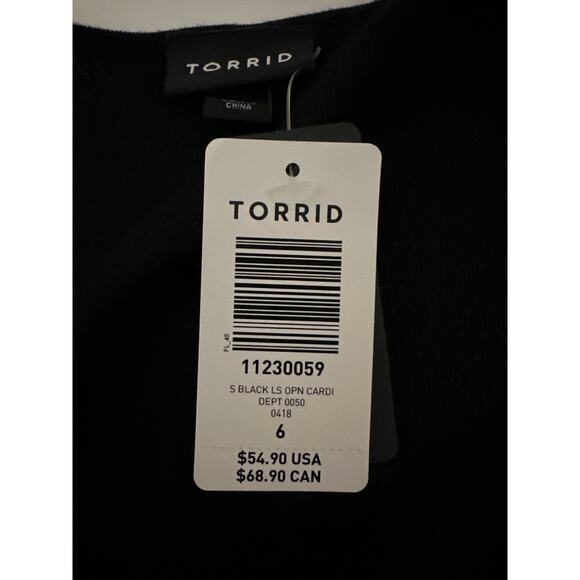 Torrid Open‑Front Cardigan Asymmetrical Long Sleeve Size 6 = 6X Black Office - Picture 11 of 13